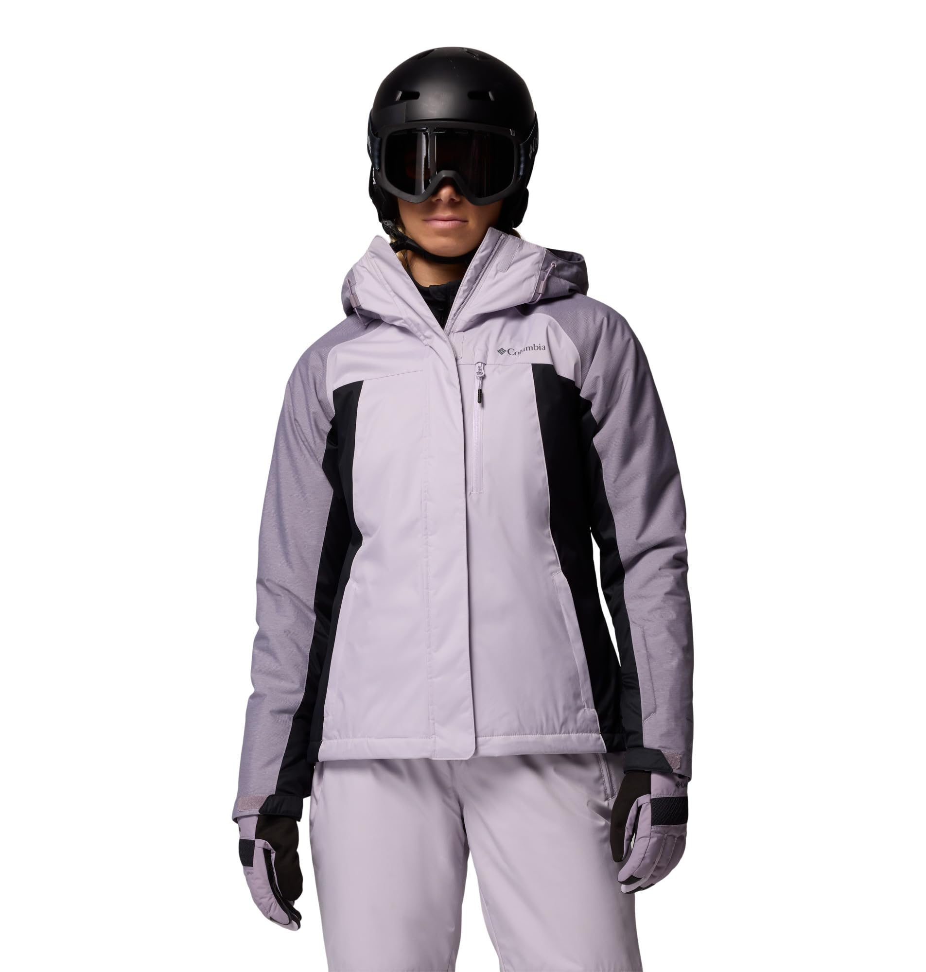 Columbia Womens Snowy Summit Insulated Jacket, Lavender Pearl/Black/Shl Prpl Crss Dy, XX-Large