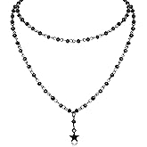 Sahoottie Gothic Layered Black Vertical Moon Necklace Vintage Punk Style Crescent Pendant Choker for Women, Goth Jewelry, Halloween Jewelry Gift for Women