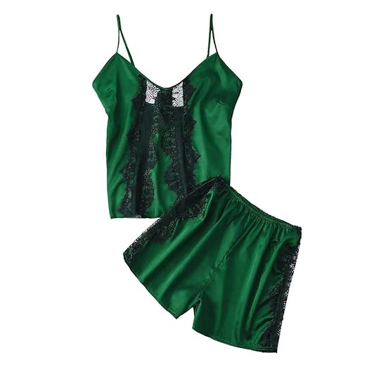 LOPILY Damen Erotic Nachtwäsche Satin Sling Unterwäsche Pyjamas Dessous Set Nachtkleid Zweiteilig Sleepwear Pyjama Set Spitze
