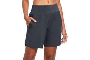 BALEAF Womens' 7" Long Running Athletic Shorts with Liner High Waist Workout Gym Quick Dry Soft Split Leg Zipper Pocket
