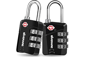 2 Pack TSA Approved Travel Luggage Locks, Metal Combination Lock, Alloy Keyless 3-Digit Padlocks, TSA Accepted Compatible Padlock for Gym Locker, Golf Bag Case, Backpack, Black-by GIVERARE