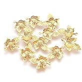 LiQunSweet 10 pcs Golden Color Maple Leaf Theme 304 Stainless Steel Charms Autumn Fall Real 18k Gold Plated Charms for DIY Jewelry Earring Bracelet Necklace Craft Keychain