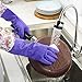 FireBee Rubber Cleaning Gloves Thick Waterproof Kitchen Dishwashing Gloves with Lining Household Latex Gloves (Purple Large,1 Pair)