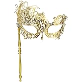 IncreDecor Masquerade Mask for Women - Shiny Metal Mask for Halloween & Mardi Gras Parties
