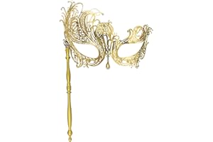 IncreDecor Masquerade Mask for Women - Shiny Metal Mask for Halloween & Mardi Gras Parties