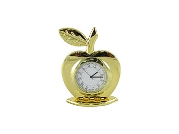 GoldGiftIdeas Apple Shape Roman Number Table Clock for Office, Office Desk Decor, Corporate Gift for Employees