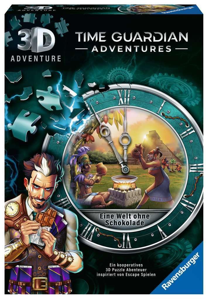 Ravensburger 3D Adventure 11540 TIME GUARDIANS,Eine Welt ohne Schokolade,einmaliges Event-Spiel ab 12 Jahren: 3D Adventure,ein kooperatives 3D Puzzle Abenteuer inspiriert von Escape Spielen