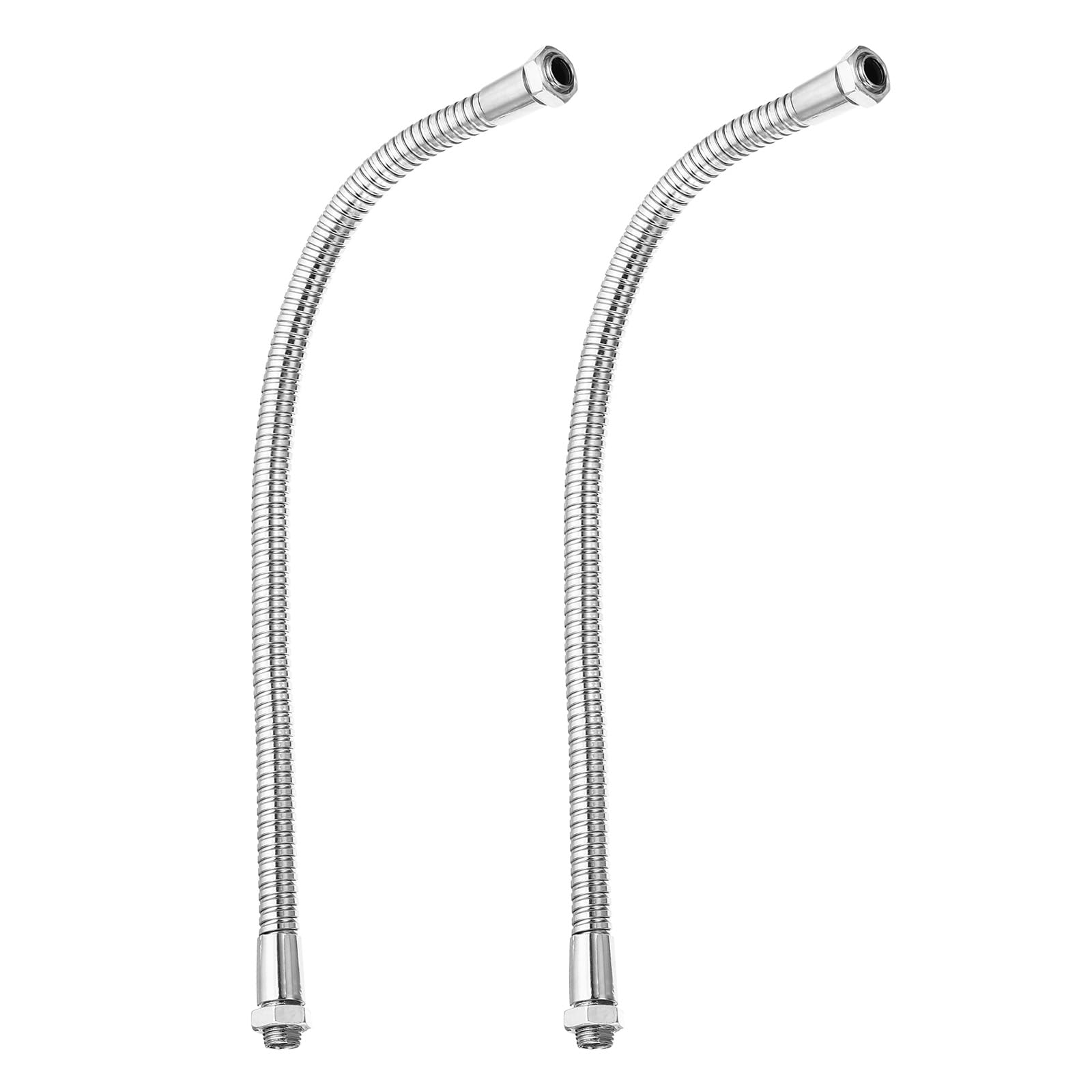 PATIKIL 11.8" Universal Gooseneck Hose, 2 Pcs M10 Fine Thread Bendable Metal Hose Flexible Arm Soft Tube Extension for Lamp, DIY Equipment, Silver Tone