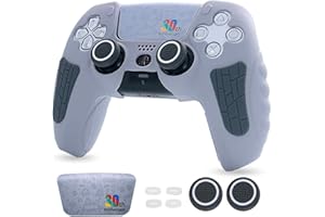 ECHZOVE PS5 Controller Cover Case – 30th Anniversary Limited Edition Protective Silicone Skin for PlayStation 5 Controller, Anti-Slip, Sweat-Resistant, Shockproof Grip Case (Light Grey)