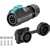 E-WeiChat EW-LP12 Industrial Waterproof Connector IP68 Quickly Plugging Aviation Connector PBT Plastic Shell Circular Connector Fast Release Electrical Connector M12 2-8 Pin Flange Socket (6 Pin)