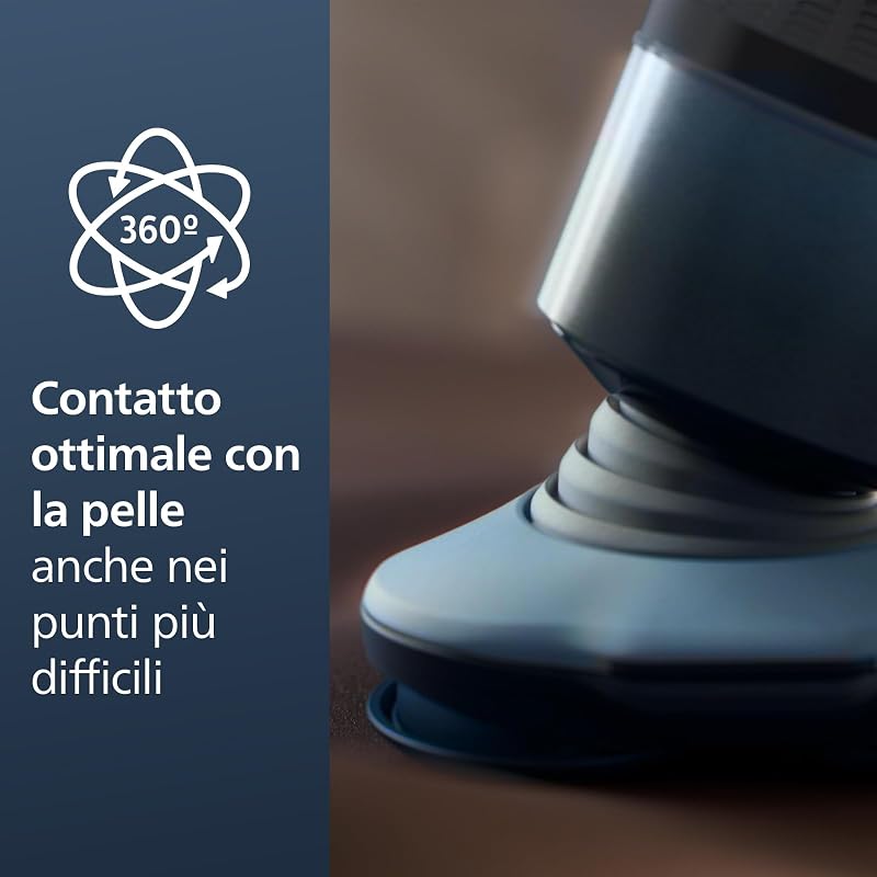 Shaver 5000X Series Rasoio elettrico Wet and Dry con tecnologia Skin Protect, testina flessibile a 360°, 1 ora di ricarica/ricarica rapida di 5 minuti, cappuccio a P, Argento, modello X5004/00