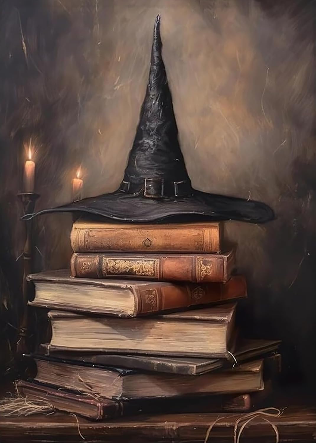 Photo 1 of Halloween Witch Hat Book Diamond Painting Kits for Adults, 5D Diamond Art Kits for Adults Beginners, DIY Full Round Drill Diamond Dot Painting Gem Art Kits for Adult, Home Wall Decor 11.8x15.7 Inch