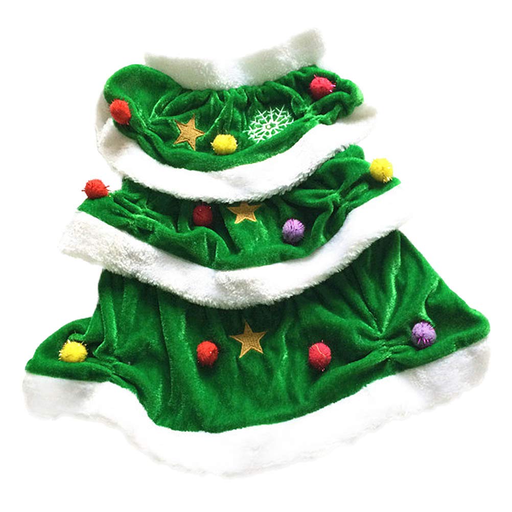 POPETPOP Pet Christmas Costume-Christmas Tree Shaped Dog Costume Pet Winter Clothes Comfortable Warm Hoodie Dress for Party - Size XXL (Green)