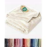 Ultra Soft Fleece Blanket Twin Size - Flannel Fleece Luxury Twin Blanket - Lightweight for Couch Bed Chair - Thick, Warm and Breathable - All Season Cozy Fuzzy, Anti-Static Microplush Bedding, Cream