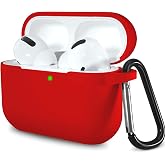 Lerobo for AirPods Pro 2nd/1st Case with Keychain, Red | Soft Silicone Protective Cover Compatible with Apple AirPod Pro Case for Women Men, Scratchproof, Shockproof, Dustproof