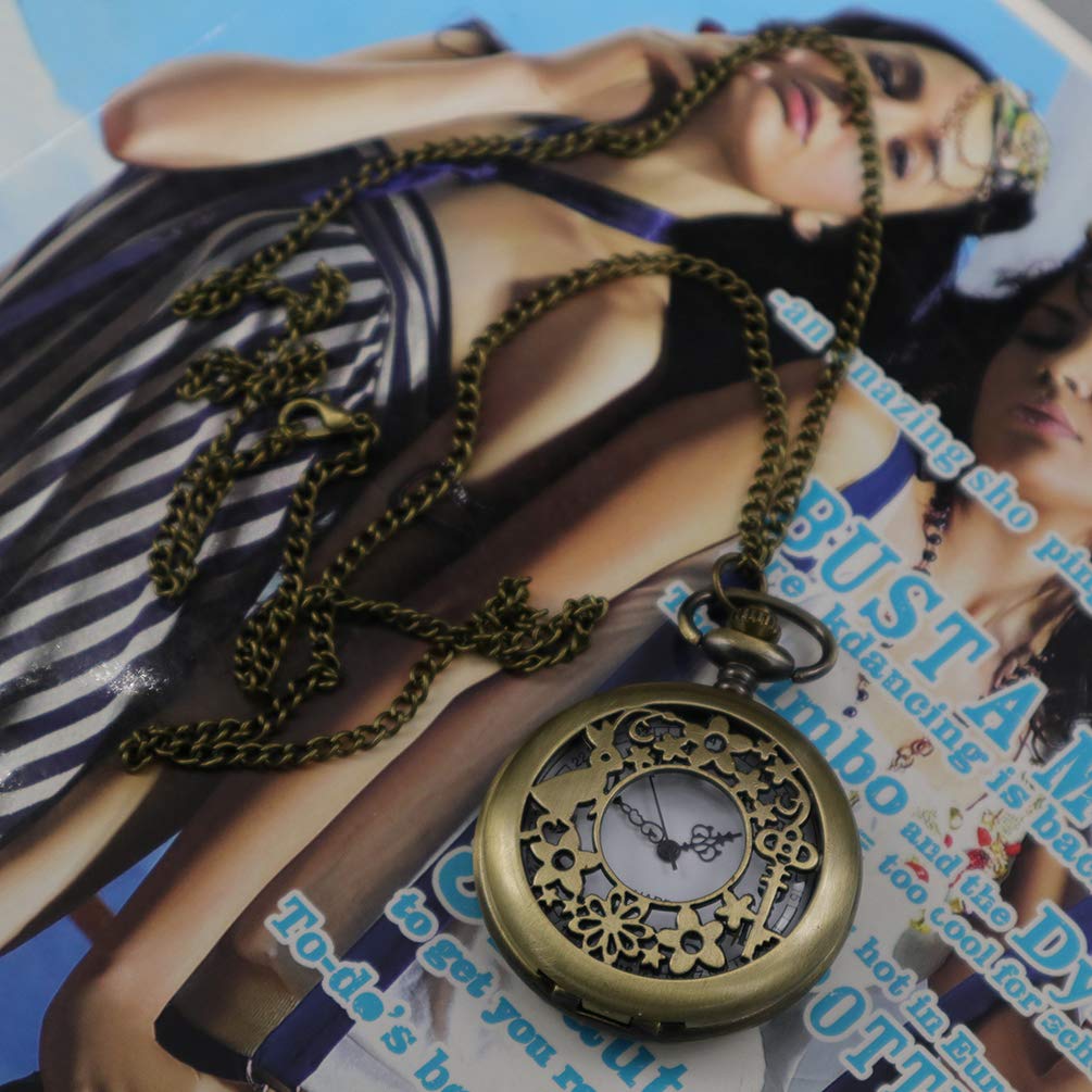 VIGOROSO Watches Alice Rabbit Flower Vintage Retro Steampunk Pocket Watch in Black Box