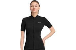 GoldFin Women Wetsuit Top, Womens Short Sleeve Wet Suit Jacket Neoprene Front Zip 2mm Swim Jackets Scuba Swimming Diving Snorkeling Water Aerobics