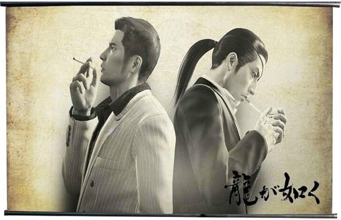 Amazon Co Jp Futurecos ウォールスクロールポスター ファブリックペイント ヤクザゲームポスター ホームデコレーション アニメ スクロールペイント キリュ カズマ ゴロ マジマ 60 90cm グレー F018 Yakuza Poster C 60 90 ホーム キッチン