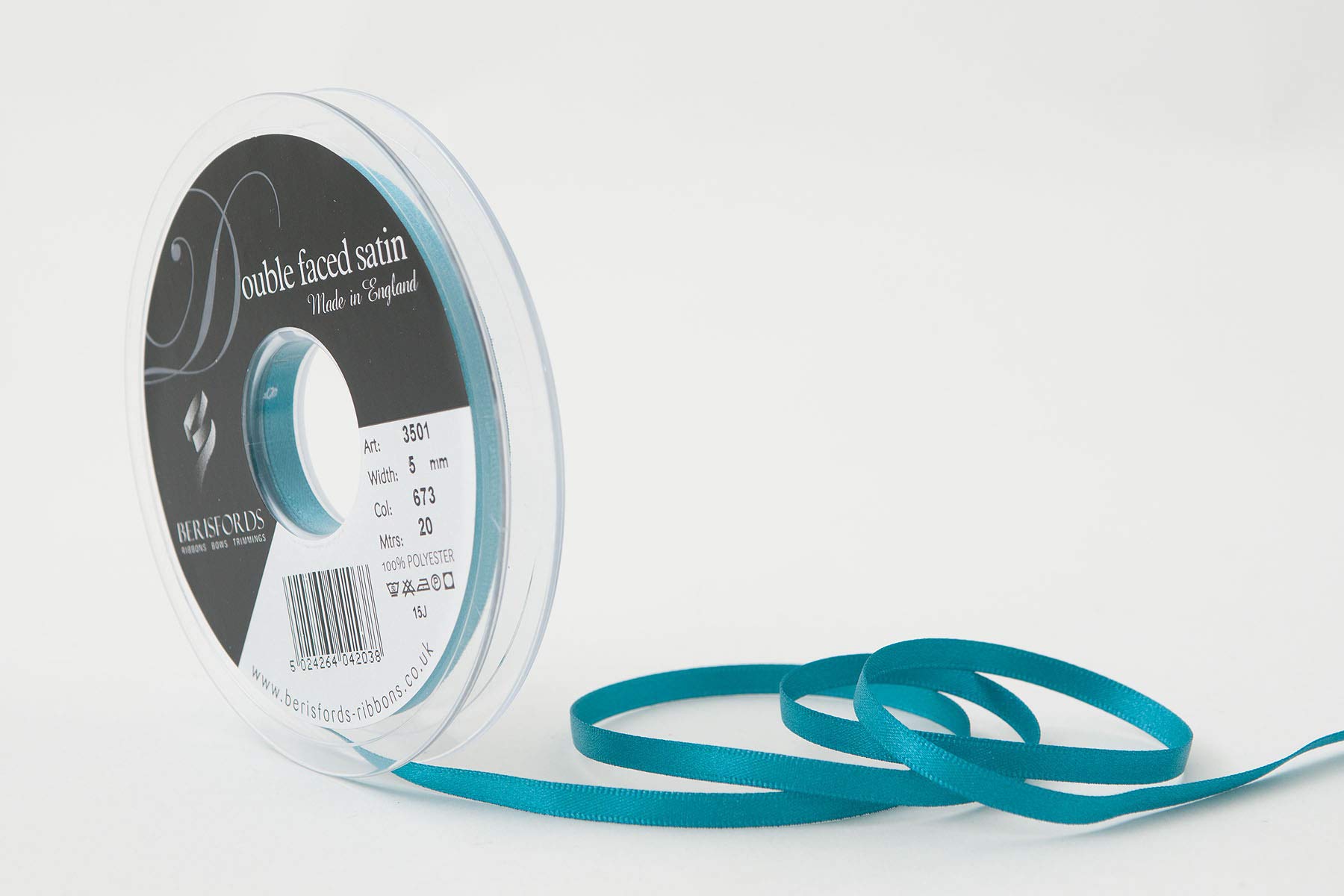 Berisfords Double FACE Poly Satin Ribbon, Malibu Blue, 10x1x10 cm