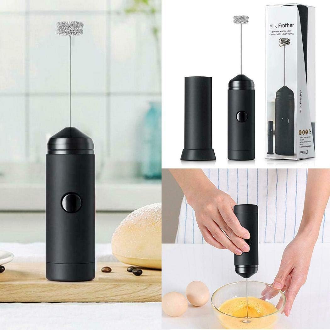 Electric Milk Frother, Handheld Wand Coffee Mixer for Latte Hot Milk Eggbeater Automatic Foamer Stainless Steel Battery Whisk Mixer Stirrer Mini Drink Mixer Blender