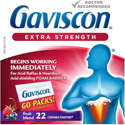 Gaviscon Extra Strength Chewable Foamtabs Fruit Blend Long gaviscon extra strength chewable foamtabs fruit blend long lasting acid reflux and heartburn relief 22 ct