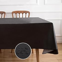 NLMUVW Black Vinyl Tablecloth with Flannel Backing