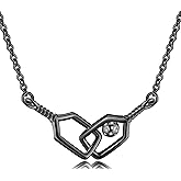 YAFEINI Pickleball Necklace S925 Gold Plating Pickleball Paddle And Ball Pendant Necklace Sports Jewelry Gifts For Women Pickleball Lovers (BLACK)