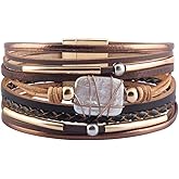 GelConnie Leather Cuff Bracelet Baroque Pearl Wrap Bracelet Gorgeous Gold Tube Bangle Boho Bracelet Bohemian Wristband Jewelry Gift for Women Wife