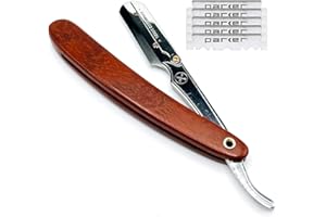 PARKER SAFETY RAZOR Parker SRRW Professional Shavette Razor - Rosewood Handle, Stainless Steel Arm & Clip Lock System for Secure Blade Fit, 5 Blades Included