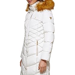 GUESS Women's Midweight Puffer Jacket, Faux Fur