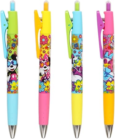 Amazon Co Jp メガネフラワー柄 ボールペン 黒 4本セット ノック部分カラフル ミッキー ミニー ドナルド デイジー ディズニー ペン 文房具 リゾート限定 グッズ おもちゃ