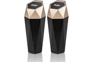 SZEOF Car Trash Can with Lid,Portable Vehicle Auto Car Garbage Can,Diamond Design Mini Garbage Bin for Automotive Car, Home, Office, Kitchen, Bedroom(2 Packs,Gold)