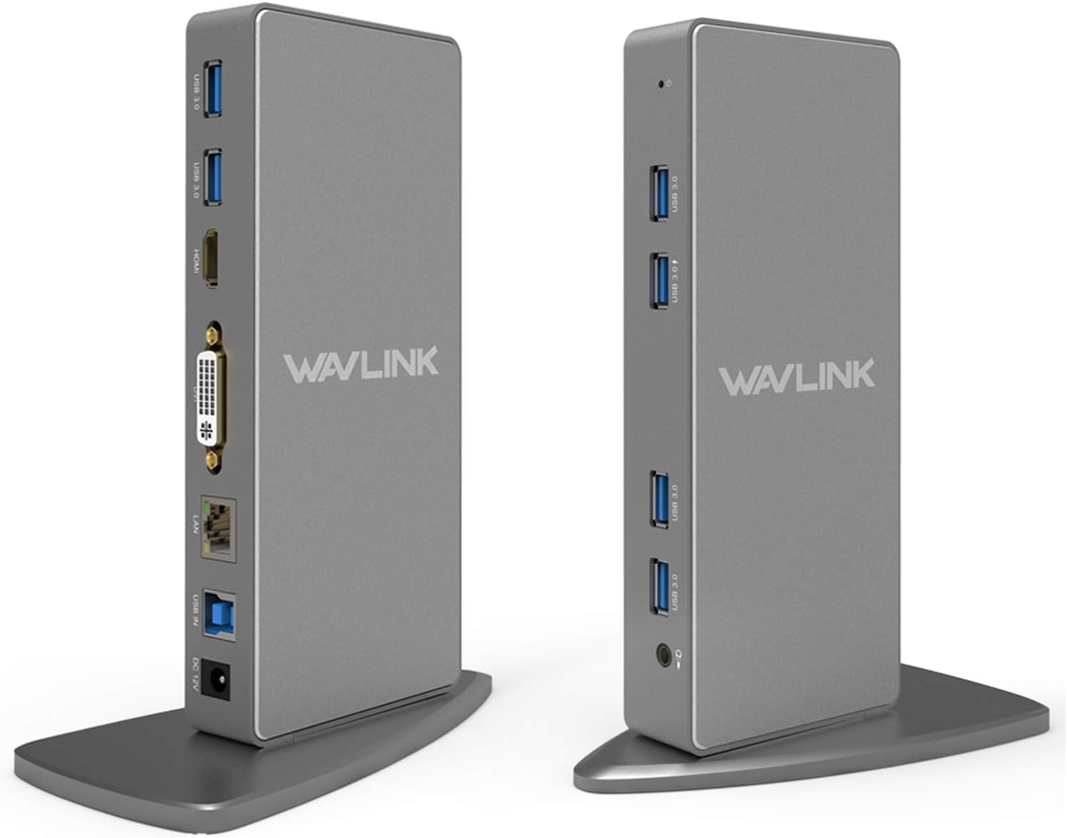 WAVLINK USB 3.0 Universal Docking Station, 12-in-1 Aluminum Adapter with Dual Video HDMI & DVI/VGA, Gigabit Ethernet, 6 USB 3.0, USB-B, Audio, DC Port for Desktop Laptop Tablet PC: Electronics