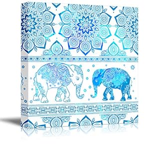 signwin Canvas Wall Art Tribal Elephant Splash-Ink Effect...