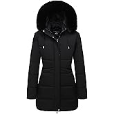 MOERDENG Women's Winter Puffer Coat Thicken Fleece Lined Down Jacket Waterproof Faux Fur Detachable Hooded Parka