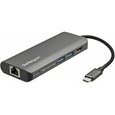 StarTech 6-in-1 USB-C Travel Dock, 4K HDMI, 100W PD, 3x USB Hub, SD, GbE | USB-C Multiport Adapter, Mini Dock for MacBook / Dell / Thinkpad / HP, Thunderbolt compatible