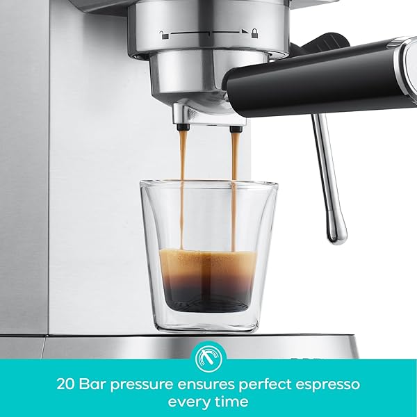 CASABREWS CM5418 ESPRESSO MACHINE 20 BAR, COMPACT ESPRESSO MAKER WITH STEAM MILK FROTHER, STAINLESS STEEL COFFEE MACHINE WITH 34OZ REMOVABLE WATER TANK FOR CAPPUCCINO, GIFT FOR WOMEN OR MEN, SILVER