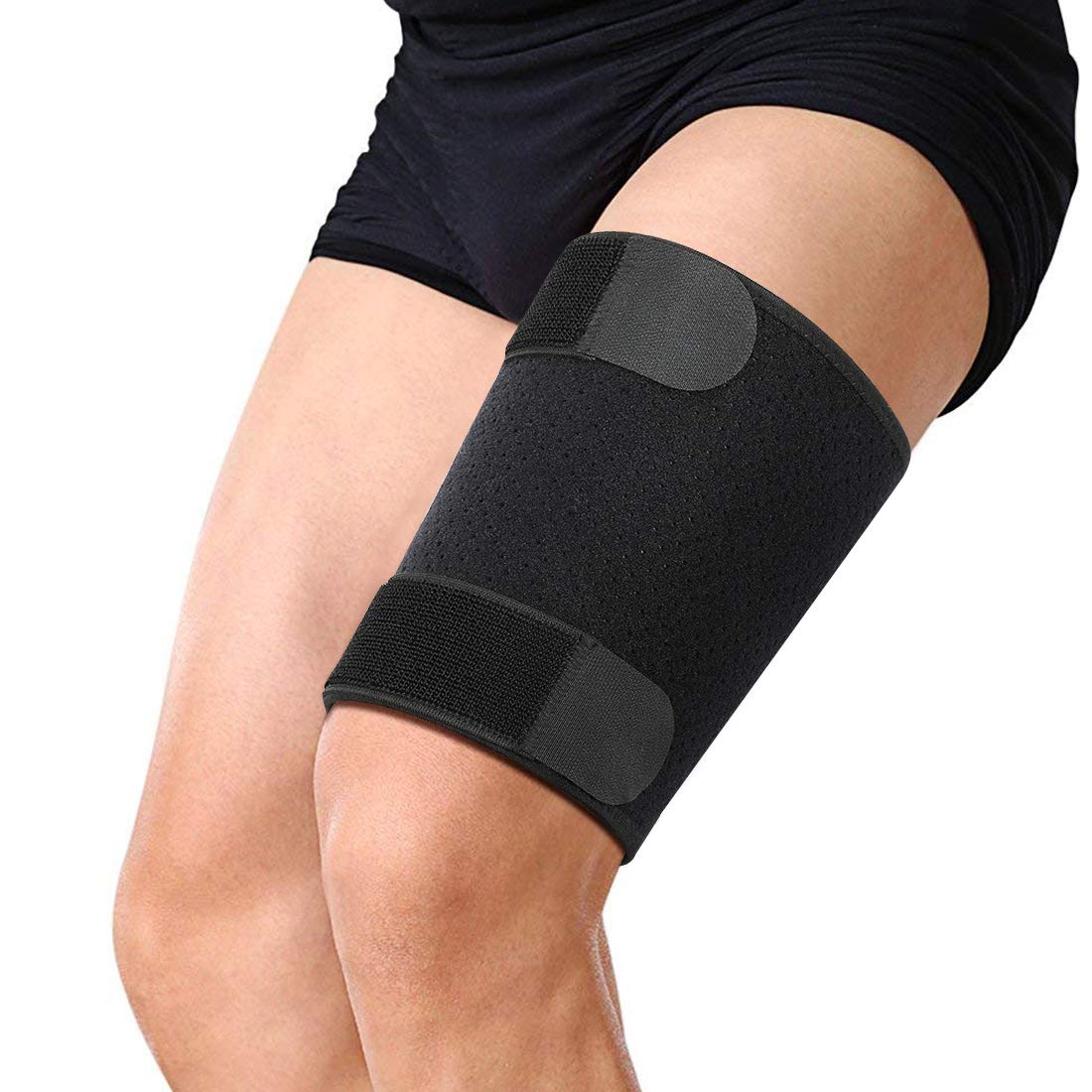 Thigh Wrap, Compression Sleeve Support for Quad Groin, Breathable Non-slip Elastic Thigh Brace for Men and Women for Hamstring Inflammation Swelling Bruising Tendon Torn