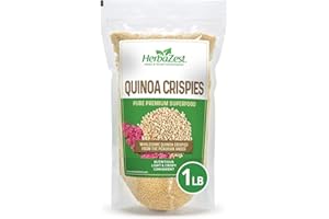 HerbaZest Quinoa Crispies – 1 LB – Vegan & Gluten Free Superfood – Light, Crunchy & Protein-Rich – Perfect for Yogurt, Cereal, Granola, Fruit Salads, Desserts, and More