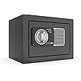 PATRON small safe box with key，mini safe for money，small coin safes for home with code，little jewelry lock box for kids，Wall or Cabinet Safe for personal items，0.236 Cubic Feet Black