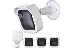 PEFECON All-New Blink Outdoor Camera Housing and Mounting Bracket (4th Gen and 3rd Gen), 3 Pack Protective Cover and 360 Degrees Adjustable Mount with Sync Module Outlet Mount (White)