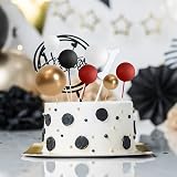 ASTARON 32 Pcs Ball Cake Toppers Mini Balloons Foam Balls Sticks Red Black view 7