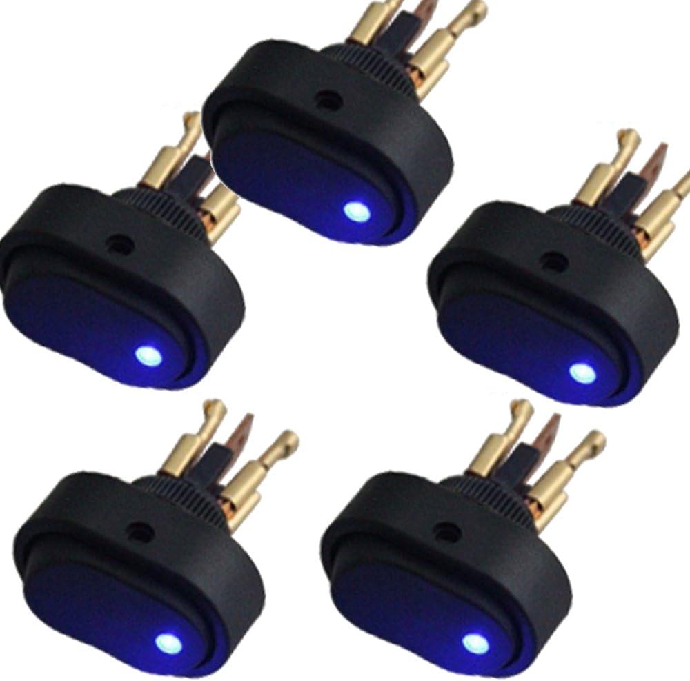 ESUPPORT 12V 30A Car Auto Motorcycle Blue LED Light Button Rocker Toggle Switch On Off Spst 3 Pin Control