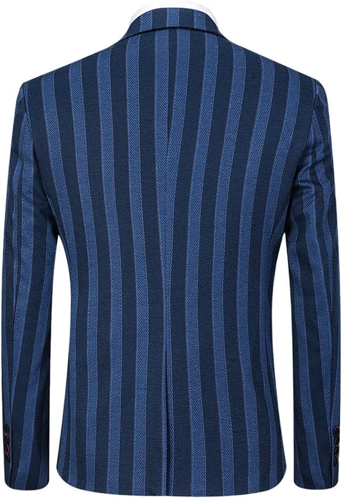Mens 3 Piece Suit Formal Pinstripe Slim Fit Notched Lapel Dress Blazer Vest Trousers Set at  Men’s Clothing store