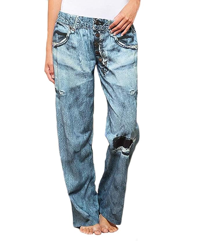 Buy Under Disguise Women's Faux Denim Jeans Pajama Lounge Pant, Blue