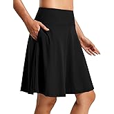 FitsT4 Sports Women's 20'' High Waisted Swim Skirt Skort Quick Dry Swimsuit Bikini Bottoms with Pockets