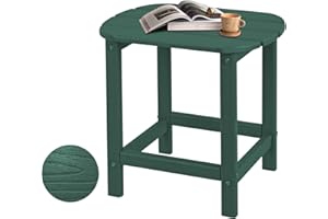 Plawdlik Hdpe Outdoor Adirondack Side Table, Wooden Textured, Set for Patio, Garden, Porch, Pool Composite Patio, Backyard, Bathroom and Indoor, Maintenance & Weather Resistant （Green）