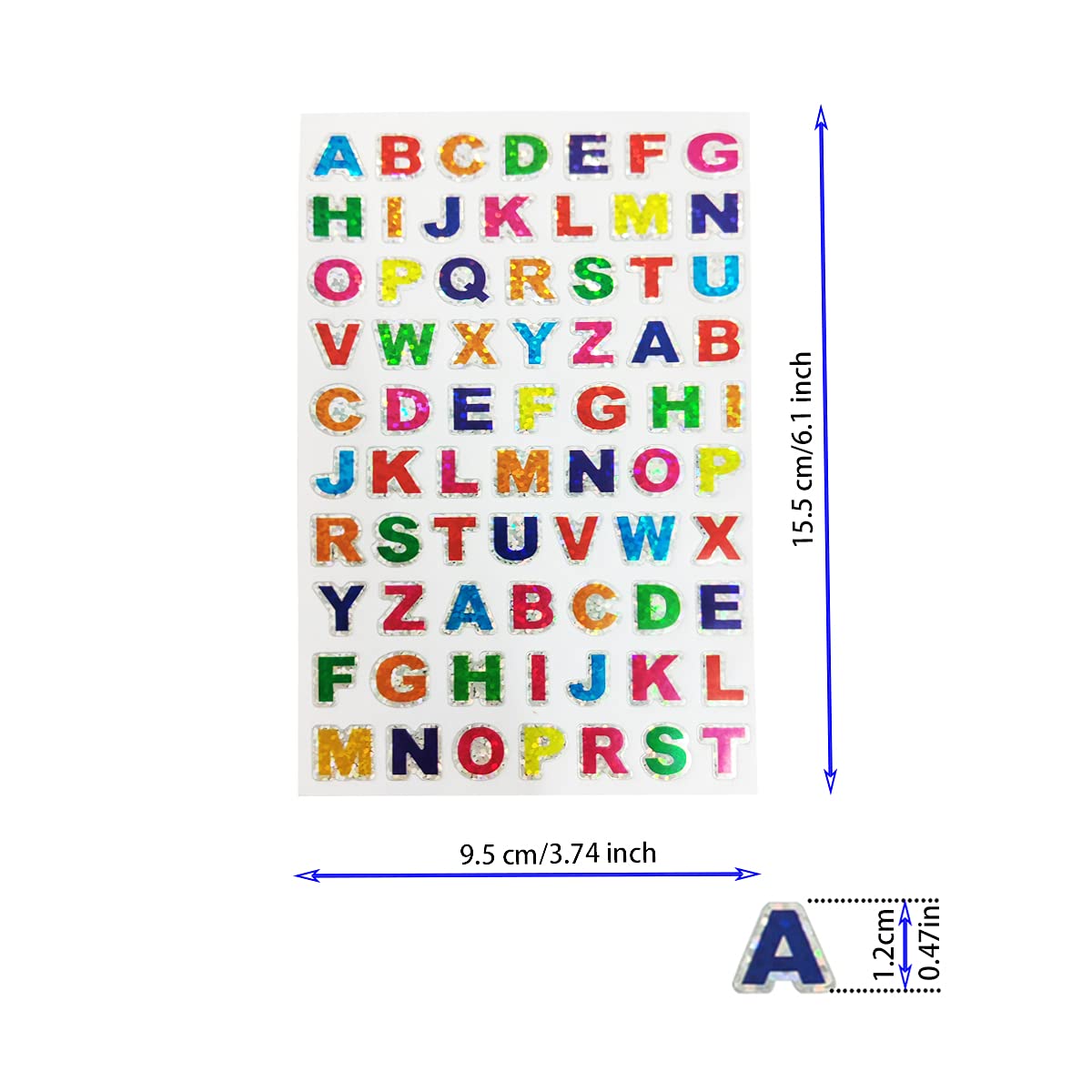 1400 Pieces Colorful Alphabet Stickers Glitter Letter Stickers（20 Sheets） Self-Adhesive Shiny Stickers Used for Greeting Cards, Home Decoration, Children's Art and Craft Supplies