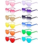 AGGKKY 12 Pairs Heart Shaped Sunglasses for Women Colorful Glasses Fun Trendy Transparent Heart Sunglasses Party Favor
