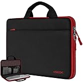 Hseok Laptop Case 13.3-14 Inch Briefcase, 180 Opening Water-Resistant & Shockproof Bag with Soft Velvet Lining, Compatible with MacBook Pro 14", Mac Air/Pro 13.3", XPS 14/13 and 13"-14" PC,Red Edge